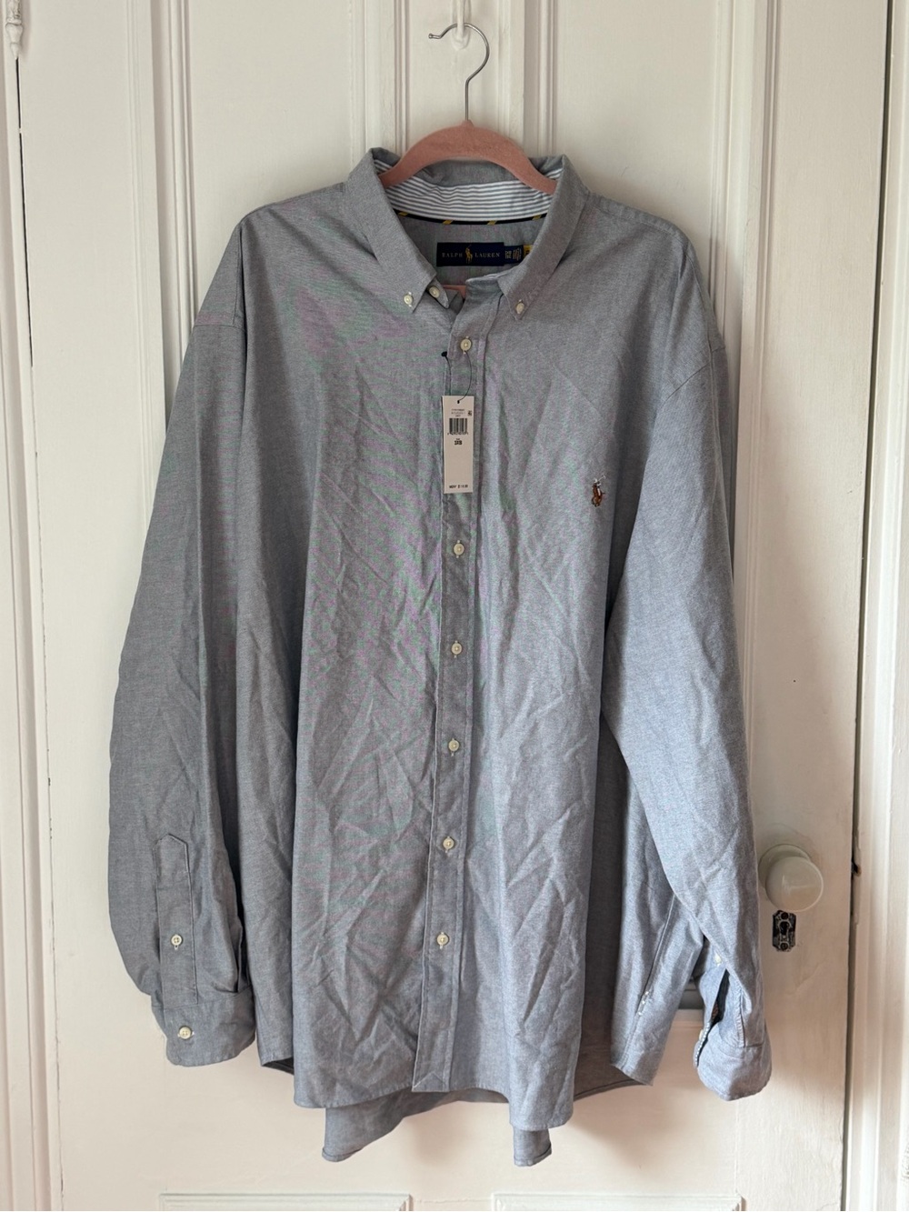 Men’s NWT Ralph Lauren Light Grey Long Sleeve Button Down Oxford Shirt Size 3XB